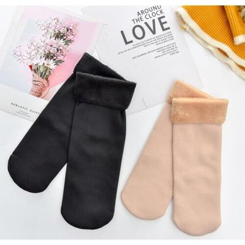 Winter Women Solid Color Middle Tube Thickening Thermal Warm Home Floor Socks