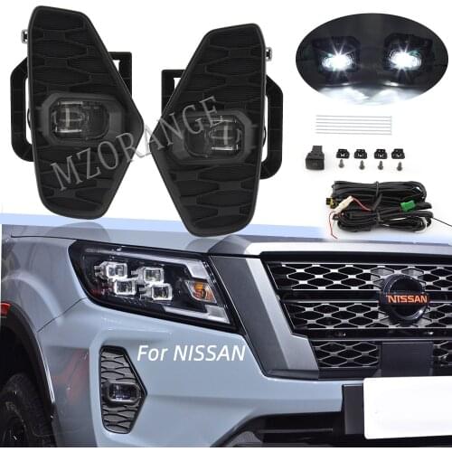 1 set LED DRL Fog Lights for Nissan NAVARA Nueva Facelift Pro-4X 2021 Fog LIght Spot Light Fog Lamp Cover Grill Harness Switch