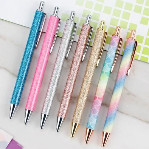1 Pcs New Flash Crystal Pen Metal Pendant Ballpoint Pen Bullet 1.0mm Nib BLACK Refill Superior Office Writing Pen