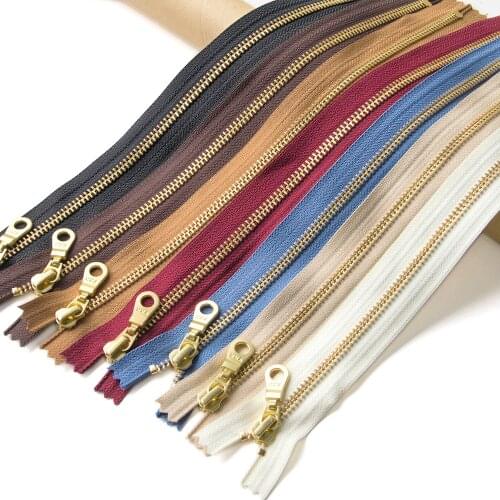 1pcs YKK 5# Gold Tooth Metal Zipper Close-end Auto Lock DIY Bag Purse Boots zipppers Accessories