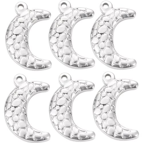 10pcs/lot Stainless Steel Antique Moon Charm Pendants Connectors Accessories DIY Jewelry Making Handmade Craft Findings