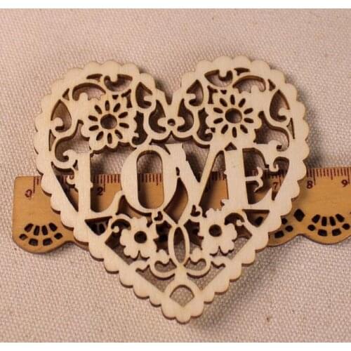 20pcs 8cm Natural Love Heart Pendants Carved Embellishments Wedding Tags Crafts Home Decorations