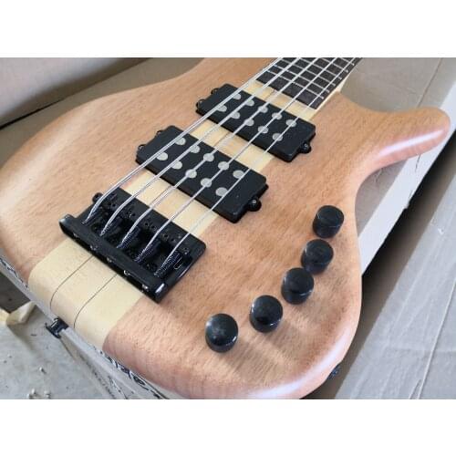 Custom 5 string guitar bass , mahogany body,pearl inlay,chrome button,neck through body,5 strings bass,active