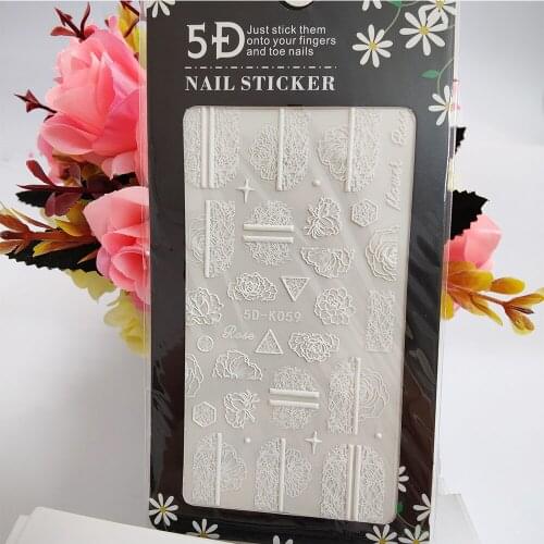 5D Nail Sticker Anaglyph Effect Geometry Line Flowers Nail Art Decorations Manicure Accessories Stick to Fingers Toe nails