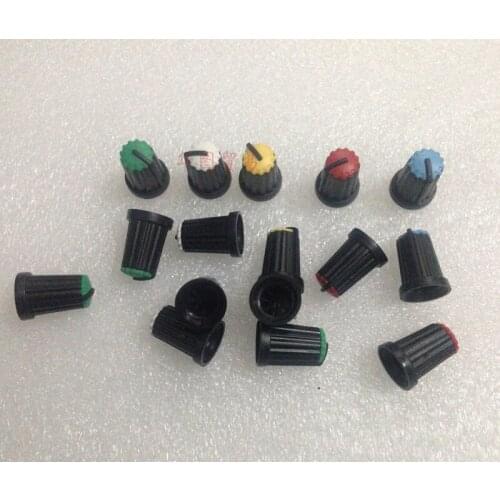 800PCS WH148 Potentiometer knob Cap power amplifier Plastic knob caps for Diameter 6mm Plum Handle Yellow Blue White Red Green