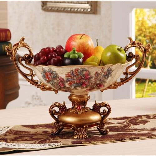 Home decoration accessories Creative European Fruit Pan Large Luxury Resin Living Room Fruit Pan Tea Table Decoration