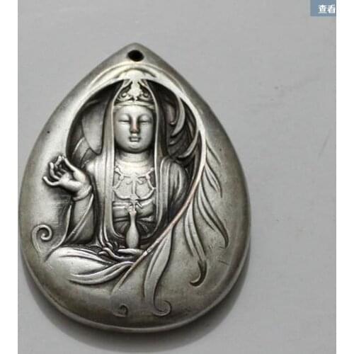 Antique QingDynasty silver carving, silver Buddha pendant,hand-made crafts,best collection & adornment,Free shipping