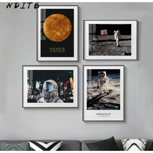 Astronaut Moon Mars Fashion Poster Universe Space Canvas Wall Art Print Painting Contemporary Art Picture Home Room Decoration