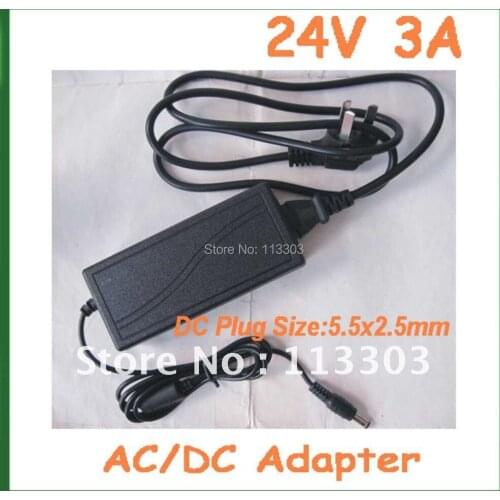 Free Shipping 24V 3A 72W 5.5x2.5mm AC/DC Adapter Power Supply Charger AC 100V-240V for Printer LCD Monitor Wholesale