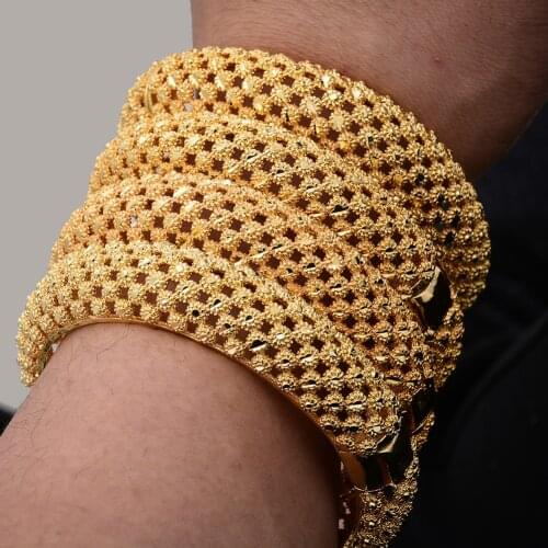 4Pcs/set Butterfly Afro Bangles Gold Color Bangle For Women Dubai Bride Wedding Bracelet African Arab Jewelry Middle East