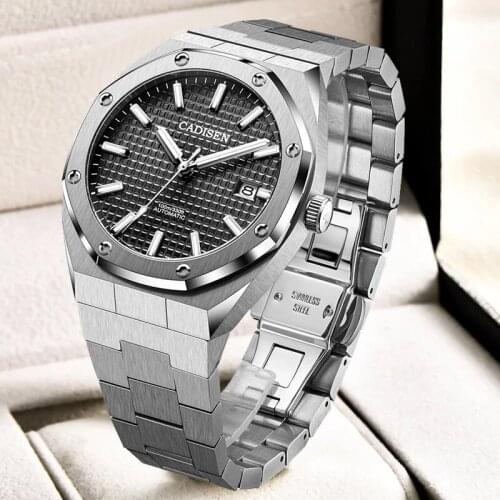 CADISEN Brand Mens Waterproof 100M Mechanical Business Wristwatch Stainless Steel Sapphire Luminous Watches Luxury Clock Mans