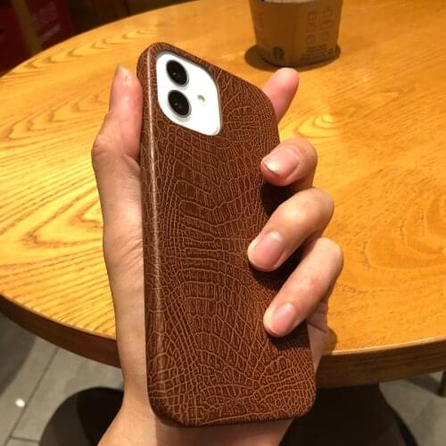 Retro Crocodile Pattern Leather Case For iPhone 11 12 Pro Mini XS MAX XR X 7 8 Plus SE 2 2020 Luxury Soft ShockProof Phone Cover