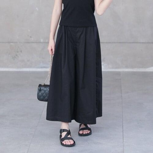 Black Japanese-Style Wide-Leg Pants with Pockets for Girls 10 12 14 years Summer Autumn Thin Loose Casual Girls Capri Trousers