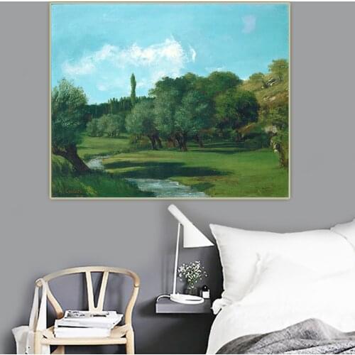 Citon Gustave Courbet《La Bretonnerie in the Department of Indre》Canvas Art Oil Painting Backdrop Wall Decor Home Decoration