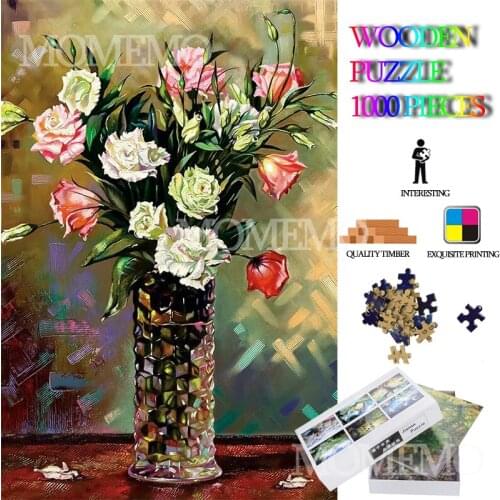 The Flower Wooden 1000 Pieces Jigsaw Puzzle for Adults Oil Painting Wooden Jigsaw Puzzles 1000 Pieces Puzzles Toys for Kids Gift