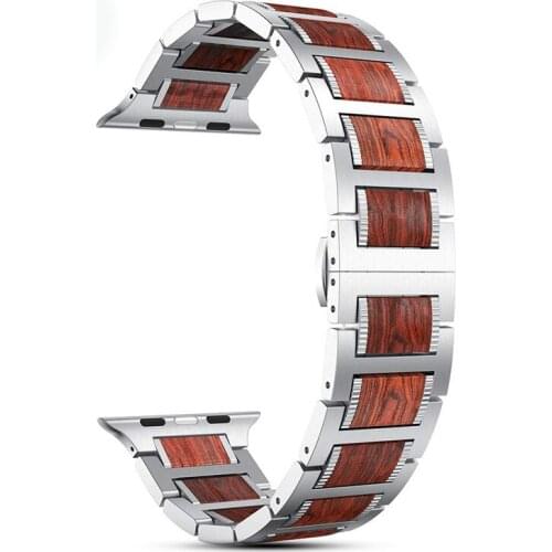 Handmade Wooden Strap for Apple Watch 6 Band 44mm 40mm 42mm 38mm Iwatch 5 4 3 Stainless Steel Wood Apple Watch Bracelet Band