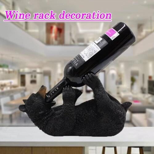 Drinking Black Bear Wine Bottle Holder in Rustic Animal Statue Wine Stands Decorative Wine Racks and Gifts XH8Z