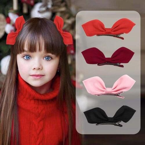 Kid Ribbon Hair Bows Clips Vintage Bowknot Side Hairpin Children Bowknot Hairpin Vintage Elegant Girls Barrettes Headdress