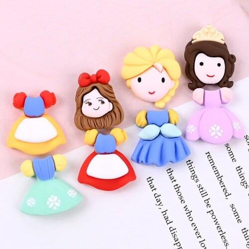 DIY Jewelry Findings 10pcs Kawaii Princess Girl Dress Head Resin Cabochons Ornament Accessories Embellishment Scrapbooking