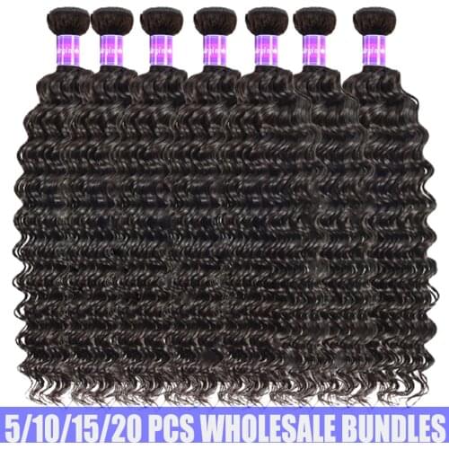 Deep Wave Bundles 5/10/15/20 PCS Wholesale Bundles Deals Brazilian Hair 100% Human Hair Remy Wave Bundles Natural Color Hair