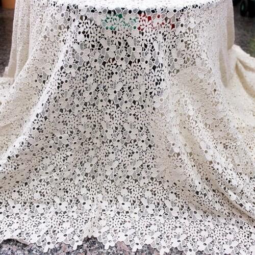 Cotton Lace Fabric 1 yard Apricot Embroidered Cloth Shirt Top Dress Sewing Material 153cm 53" Wide M4F102