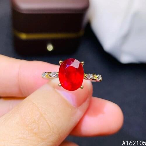 925 Pure Silver Chinese Style Natural Ruby Womens Popular Classic Simple Oval Adjustable Gemstone Ring Fine Jewelry Support Det