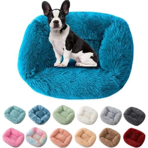 Square Dog Bed Dog House Velvet Mat Sofa Washable For Large Dog Basket Pet Bed Kennel Soft Warm Thick Short Plush Velvet