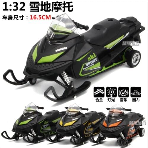 1: 32 snow alloy snow motorcycle model light music return force childrens toy birthday gift