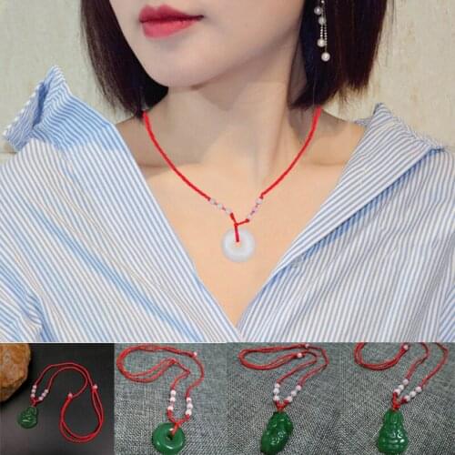 Men Women Guanyin Pendant Imitation Red Rope Pendant Necklace Fashion Jewelry Accessories Gifts