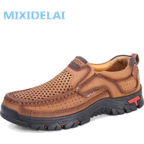 MIXIDELAI Genuine Leather Men Shoes England Trend Male Footwear Set Foot Mens Casual Outdoors Man Flats Work Shoes Large Size48
