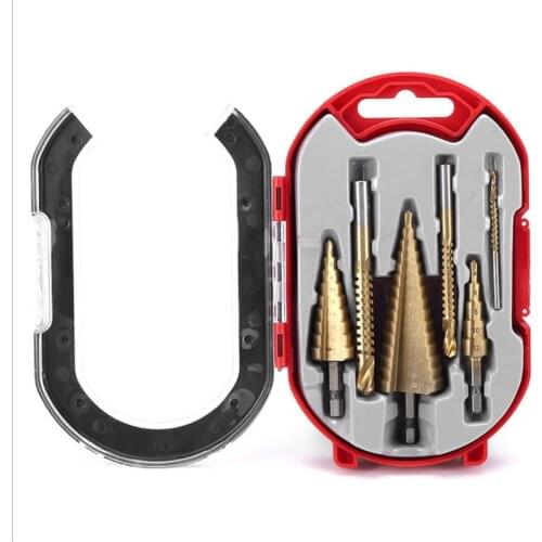 6Pcs High Speed Steel Step Drill Bit Set 4-12/20/32mm Metal Hole Cutter Wood Cone Core Drilling Hole Saw Tool 3/6/8 Saw Drill