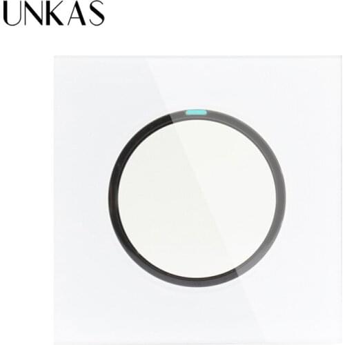 UNKAS 2019 New Arrival 1 Gang 1 Way Random Click On / Off Wall Light Switch With LED Indicator Crystal Glass Panel