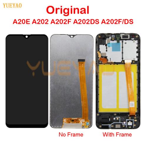 Original For Samsung Galaxy A20e A202 A202F A202DS Display Touch Screen Digitizer Assembly A202 A202F/DS A20e LCD With Frame