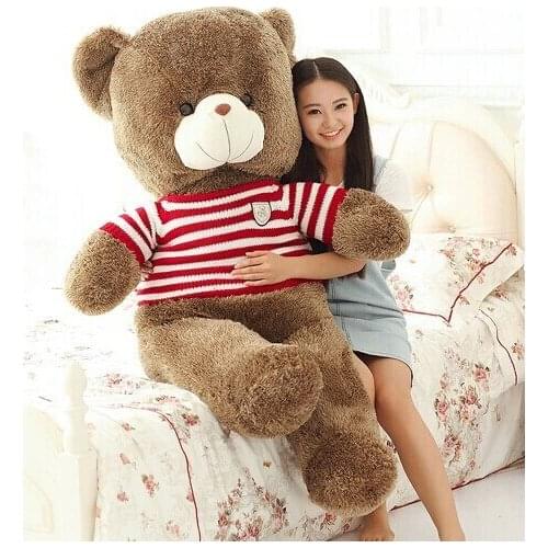 Plush sweater teddy bear toy big red stripes teddy bear toy bear doll gift doll about 160cm 0140