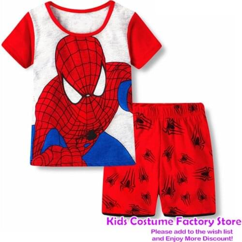 HOT Childrens boys and girls clothing baby pajamas Summer Cotton Short Sleeve T-Shirt pajamas suit cartoon set