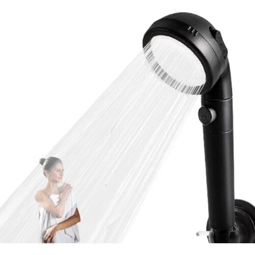 VIP link Zhang Ji New Black Filter balls SPA shower head with stop button 3 Modes adjustable Replacement shower head
