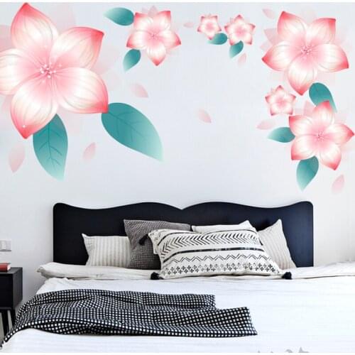 Romantic Wall Stickers Flowers Bedroom Bedside Wall Decoration Wallpaper Warm Aesthetics Living Room Sofa TV Backdrop Decal