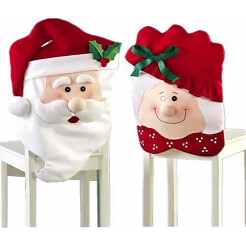 Xmas Ornament Decoration for Home Dinner Table Mr & Mrs Santa Claus Christmas Chair Covers Adornos Navidad 2019Ppara Hogar Natal
