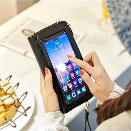 Touch Screen Mobile Phone Bag Womens Crossbody Bags RFID Multi-Function Shoulder Wallet Mini Small Bag Card Purse Womens Bag