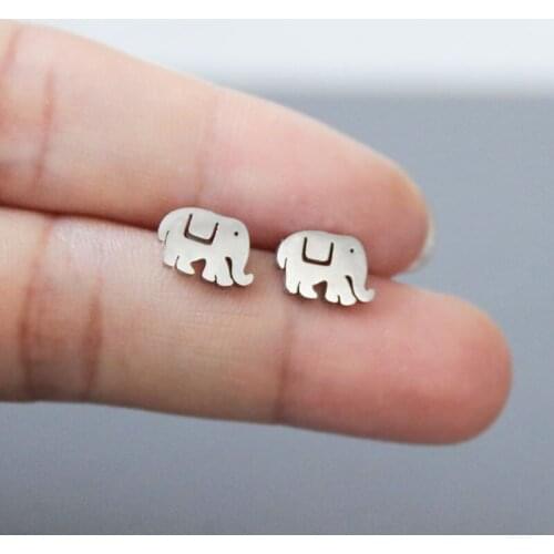 1Pair Cute Elephant Earring Little Animal Stainless Steel Earrings Studs Fashion Ear Jewelry Lucky Gift For Women Girls Kids
