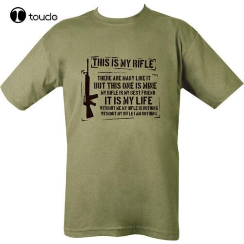 Tops Summer Style Cotton Short Slevee New Mens Military Outdoorer This Is My Rifle 100% Cotton Greenmale Tees
