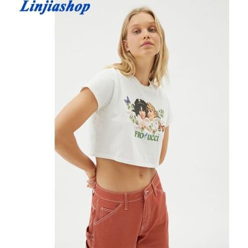 Spring summer girls cotton cute T-shirt cartoon casual O-neck simple tees tops new arrivals 2021