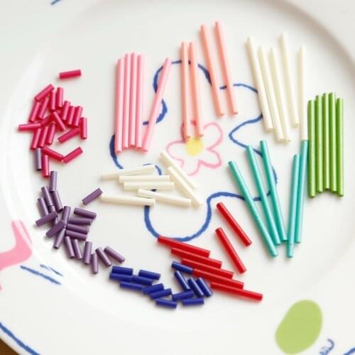 Spring macarons color glass tube beads retro DIY handmade bead embroidery hairpin earrings jewelry accessories materials