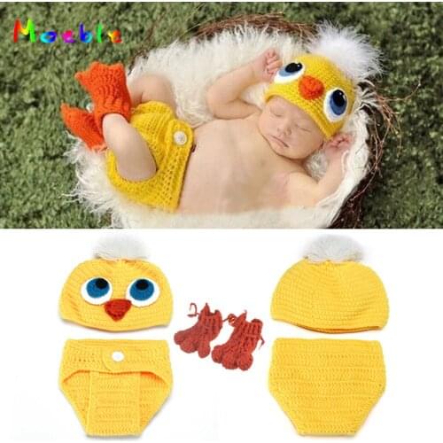 Crochet Duck Hat Pants Shoes set Newborn Baby Three Piece Set Animal Costume Knitted Infant Christmas Costume 1set MZS-14035