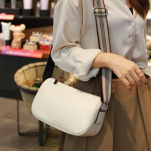 Real Cowskin Leather Crocodile Pattern Women Single Shoulder Bags Crossbody Lady Armpit Small Square Staff Casual Bag 2021 New