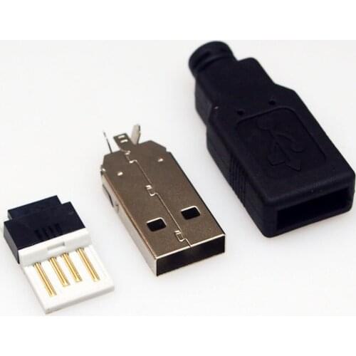 10set/lot 3 in 1 USB-A Male Plug with metal housing with plastic shell