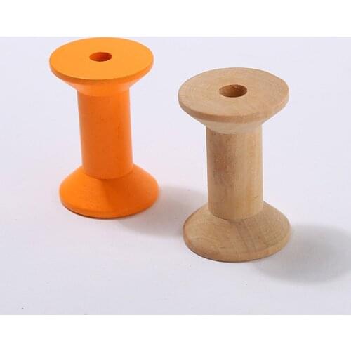 10 Pcs Random Mixed Color Empty Wooden Bobbins Needlework Bobbin Spools Spools Thread Sewing Tools Accessory Embroidery