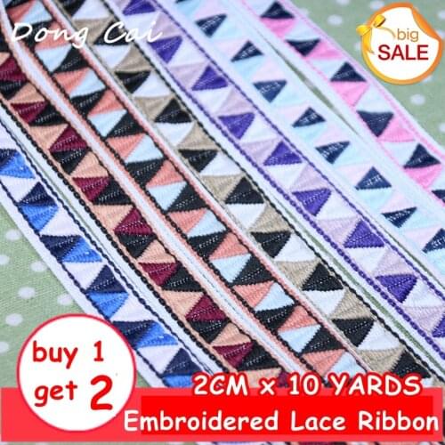 10yards 5/8“ 20MM Geometric Embroidered Lace Ribbons Cloth EarringsDecoration Pet Leash Collars DIY Trim Sewing Accessories Lace