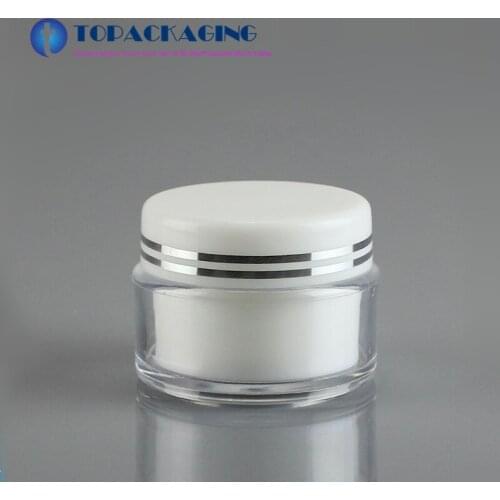 100PCS/LOT-30G Cream Jar,Double Layer Plastic Cosmetic Container,Empty Mask Canister With Screw Cap.Sample Makeup Sub-bottling