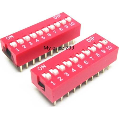 100Pcs Slide Type Switch Module 10-Bit 2.54mm 10 Position Way DIP Red Pitch